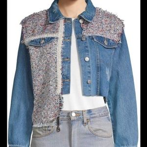 Lea And Viola tweed cropped jean jacket